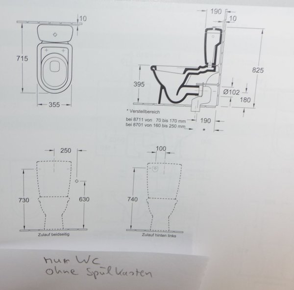 weiß WC-Unterteil Villeroy & Boch MAGNUM für Keramik-Spülkasten 764410