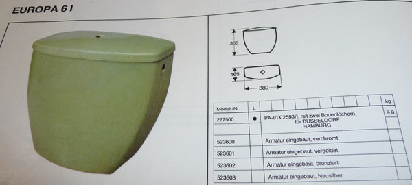 vanille Keramik-Spülkasten Keramag EUROPA 2275 Zulauf seitlich