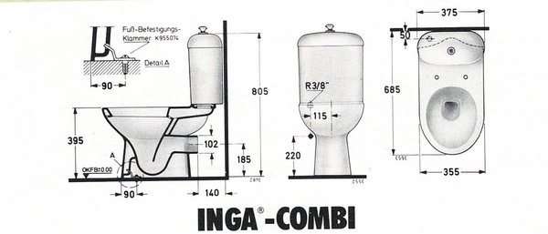 jasmin (creme matt) Stand-WC Kombi-Unterteil Ideal Standard INGA