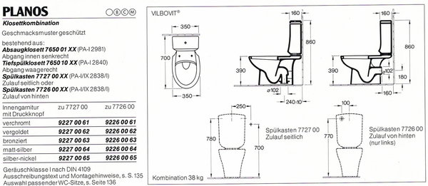 anemone Stand-WC-Kombi Unterteil Tiefspüler Villeroy & Boch PLANOS 7650