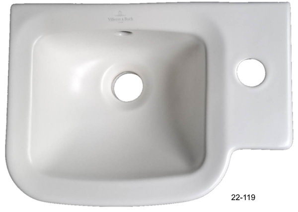edelweiß Handwaschbecken 37 x 26,5 cm V&B SENTIQUE 532336 weiss matt Schmutzabweis.